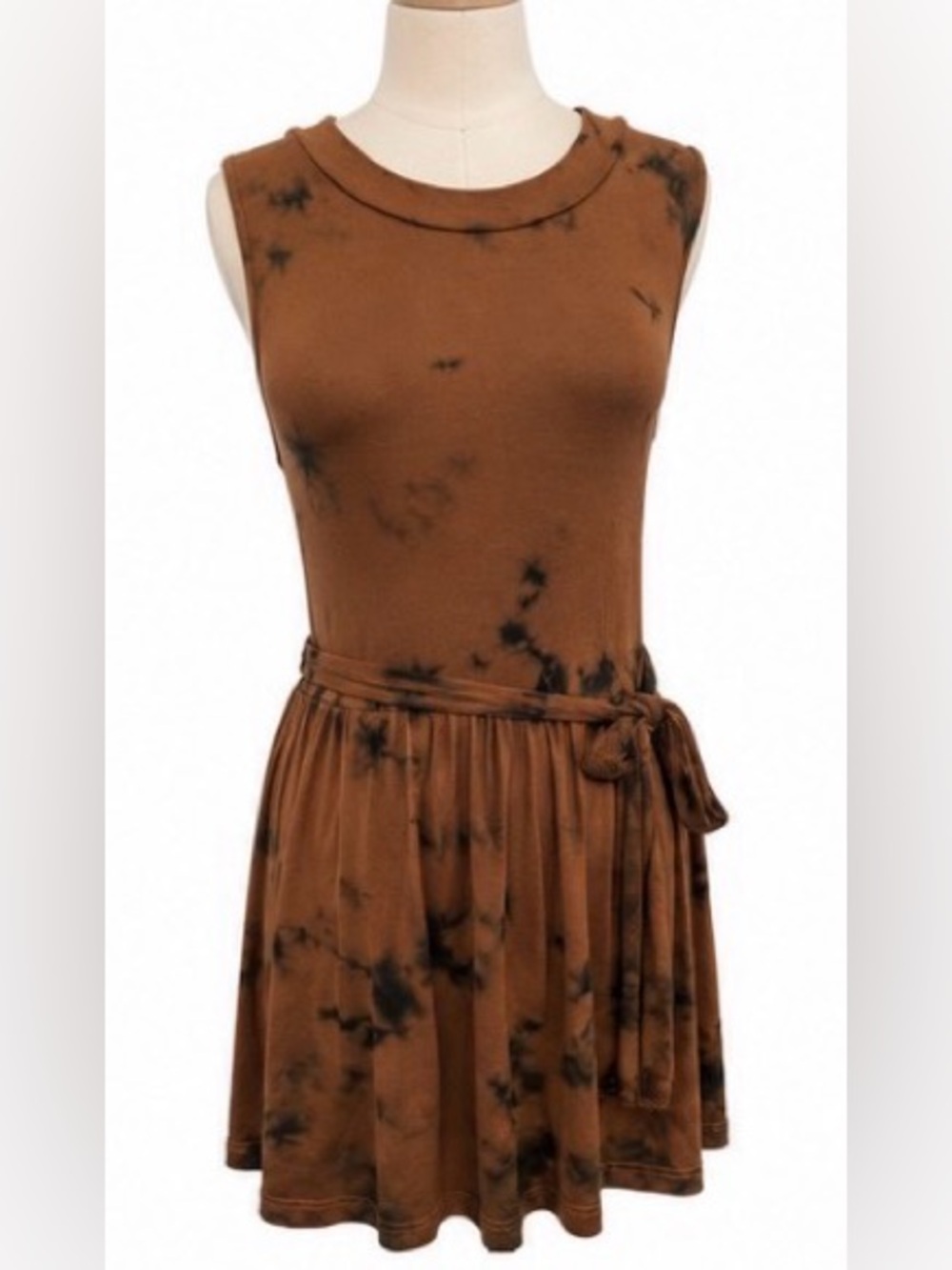POL Brown Tie Dye Open Back Racerback Mini Dress NWT Small Boho Festival